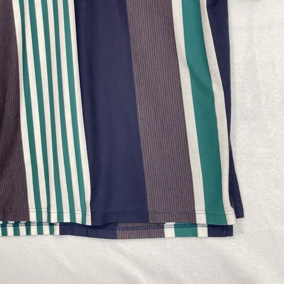 Knights of Round Table Mens XL Vintage Polo White Blue Green Stripes 90s Grandpa - Picture 4 of 13